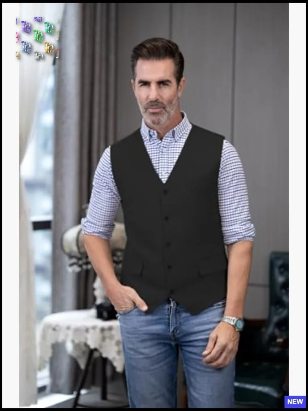 V-Neck Waistcoat Cotton Linen Suit Vest Casual Summer Party Beach Wear